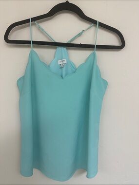 J. Crew Scalloped Neck Camisole in Aqua Blue